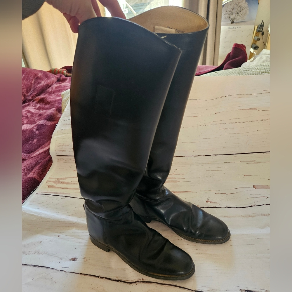 Marlboro English Horse Riding Tall Black Leather Boots Size (EU 4 1/2) US 7 - Picture 10 of 11